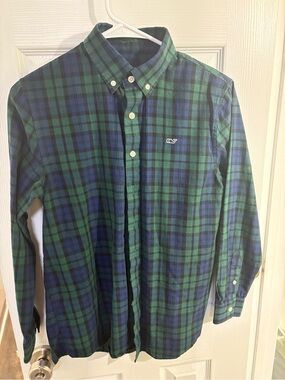 Vineyard Vines Blue & Green Plaid Button-Down Shirt